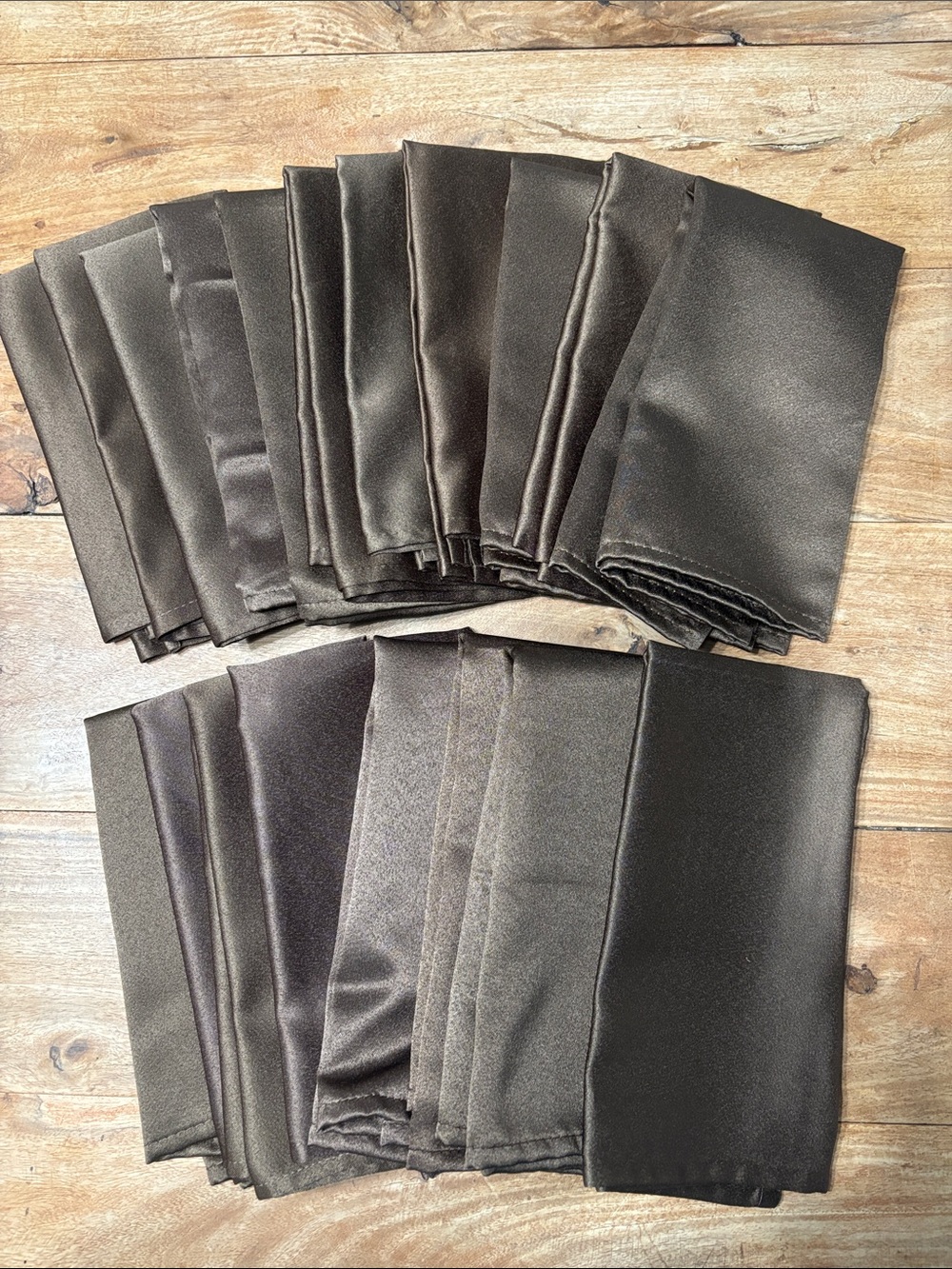 Lot of 18 Brown Satin Fabric Napkins - Multipack